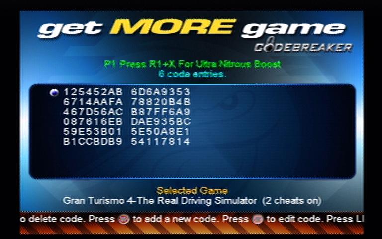 screenshot of Gran Turismo 4's code, bad quality, because it is actual PS2, not emulator and also conflict with PAL/NTSC..idiotic programs won't show it as it should be shown.