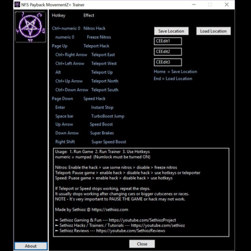 Need for Speed Payback - MovementZ Trainer (Teleport / Speed / Nitros)