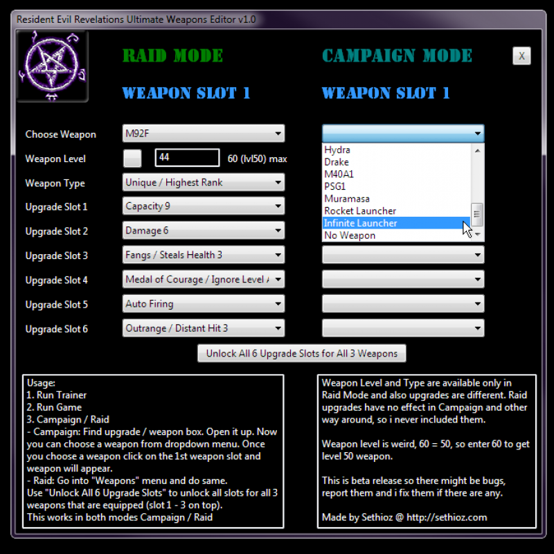 Ultimate Weapons Editor Trainer for Resident Evil ...